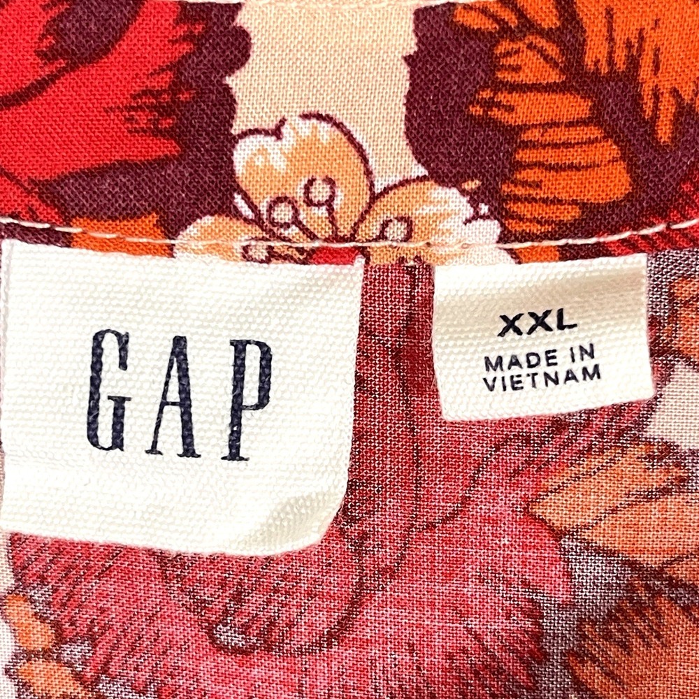 Gap Womens Floral 3/4 Sleeve Pintuck Blouse Top Size XXL Red Buttons Lightweight - Picture 8 of 12